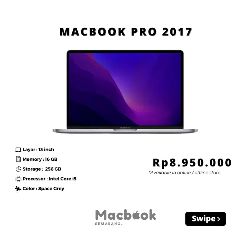 MACBOOK PRO 2017 RAM 16/256 GB 13