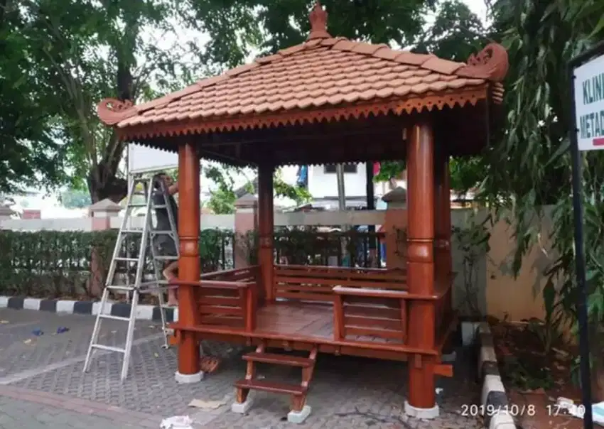Gazebo minimalis ukuran 2mx2m kayu kelapa