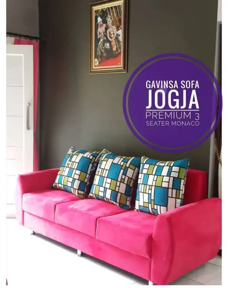 Premium Sofa 3 Seater Custom Monaco, Bahan Pandora , Garansi 2 THN