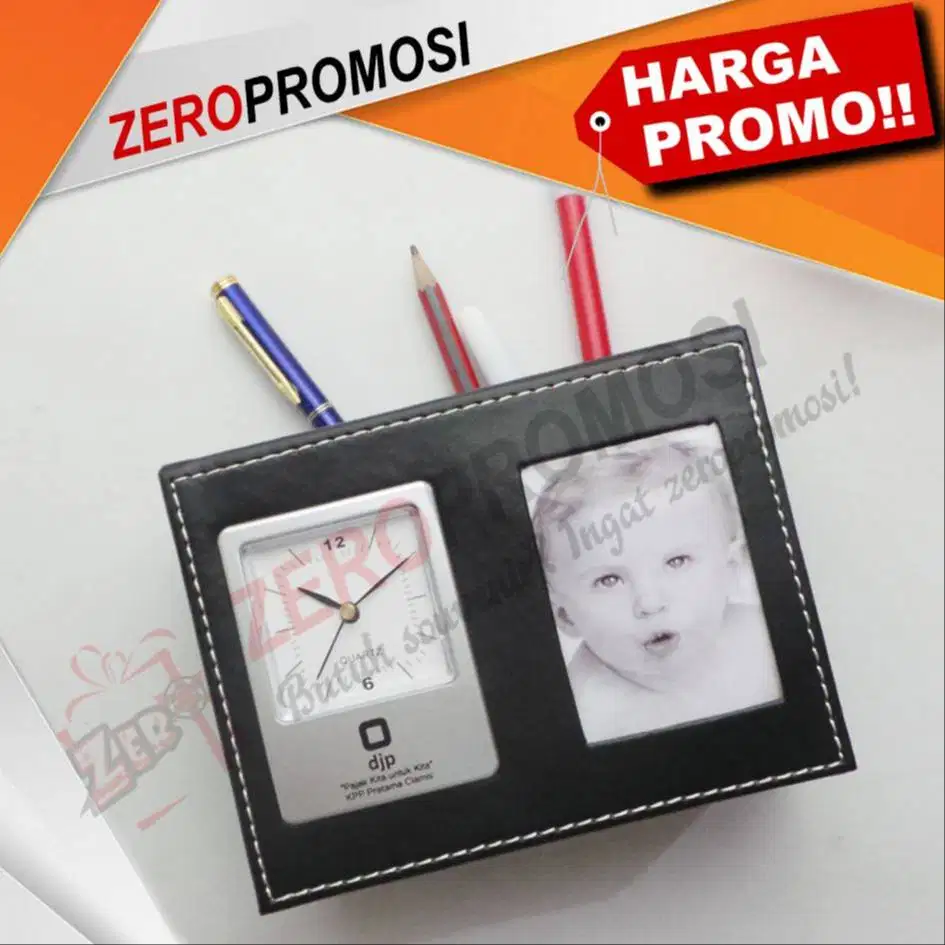 Souvenir Jam Meja Kulit JH-9240 Dengan Fhoto Frame