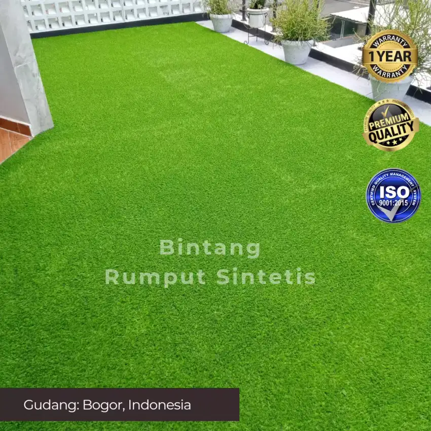 Pasang rumput sintetis premium 2cm