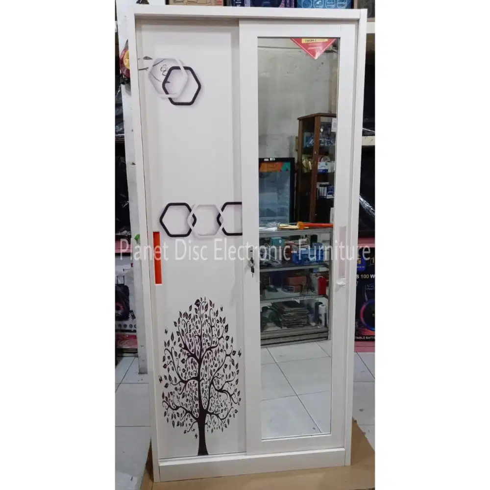 Lemari Pakaian Plat Besi Sliding  Lemari Baju 2 pintu