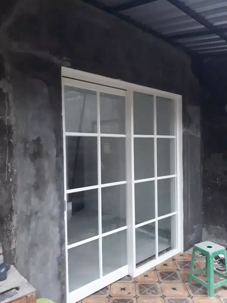 Pintu kamar kaca cermin kusen aluminium pintu bukaan geser lipat