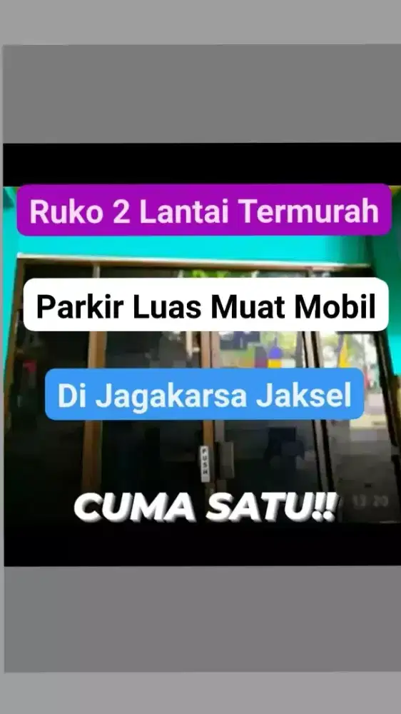 [CUMA SATU] RUKO 2 LANTAI PINTU KACA PARKIR LUAS MUAT MOBIL TERMURAH