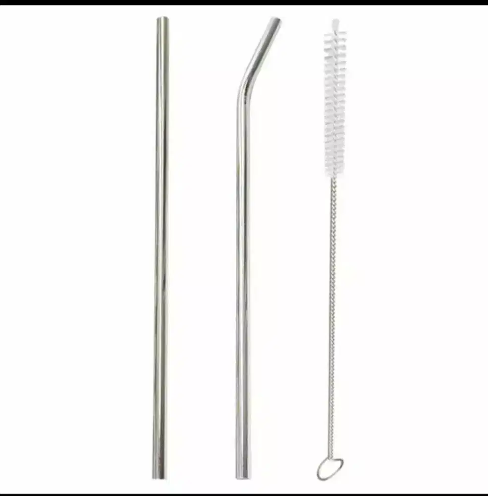 Sedotan stainless 2 pcs straight bent