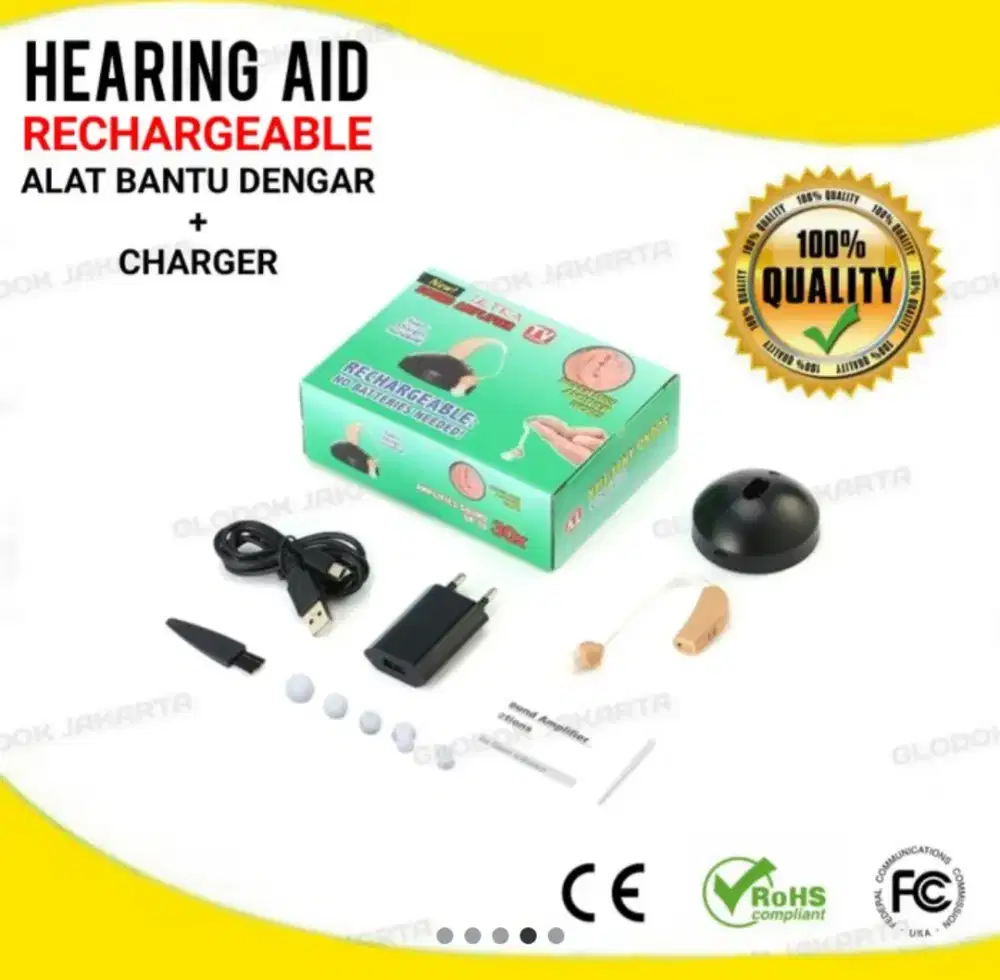 Alat Bantu Dengar Cas model Cantel Telinga.