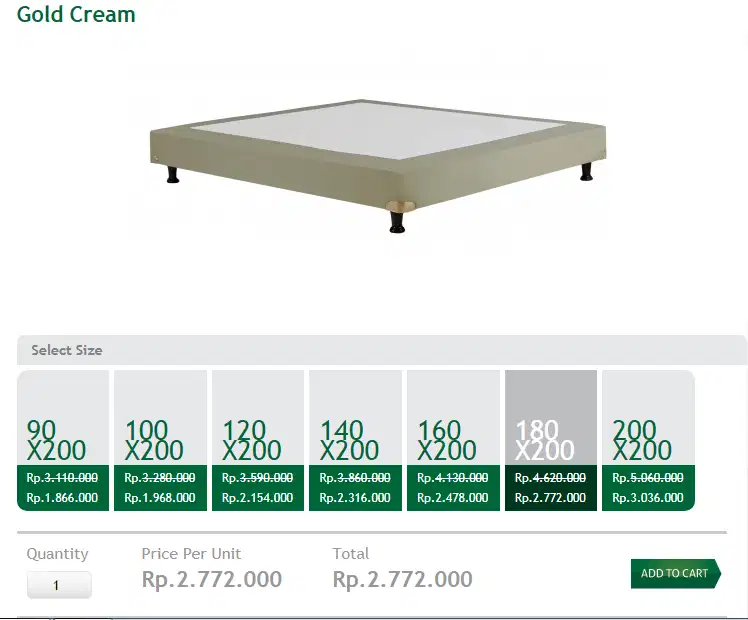 Dipan Airland 180cm x 200cm Gold Cream Karawaci