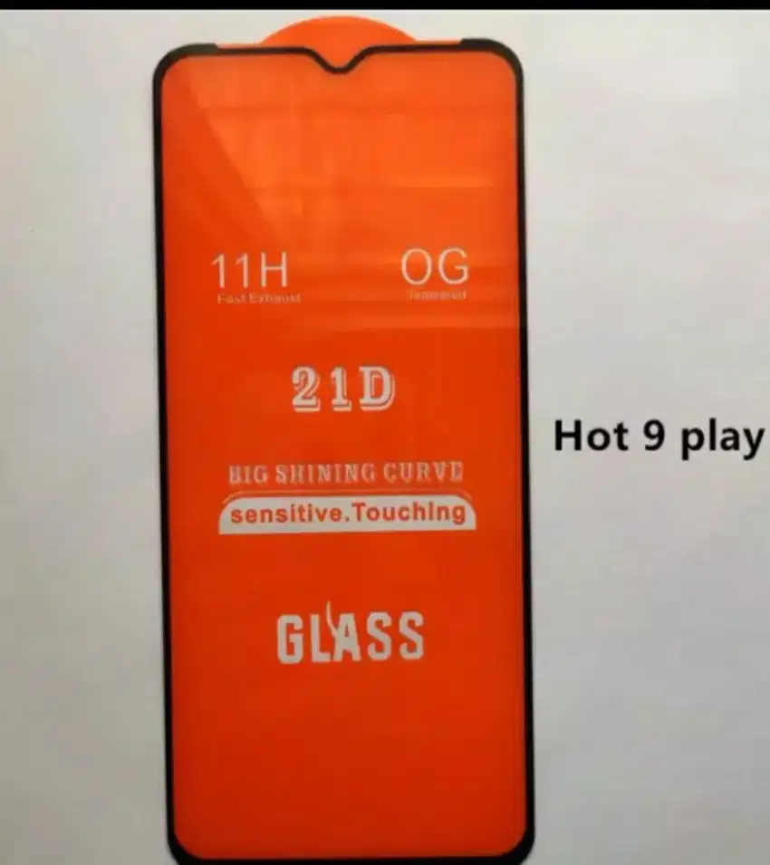 Tempered Glass INFINIX HOT 9 PLAY Clear fullscreen, 9D, List Hitam New