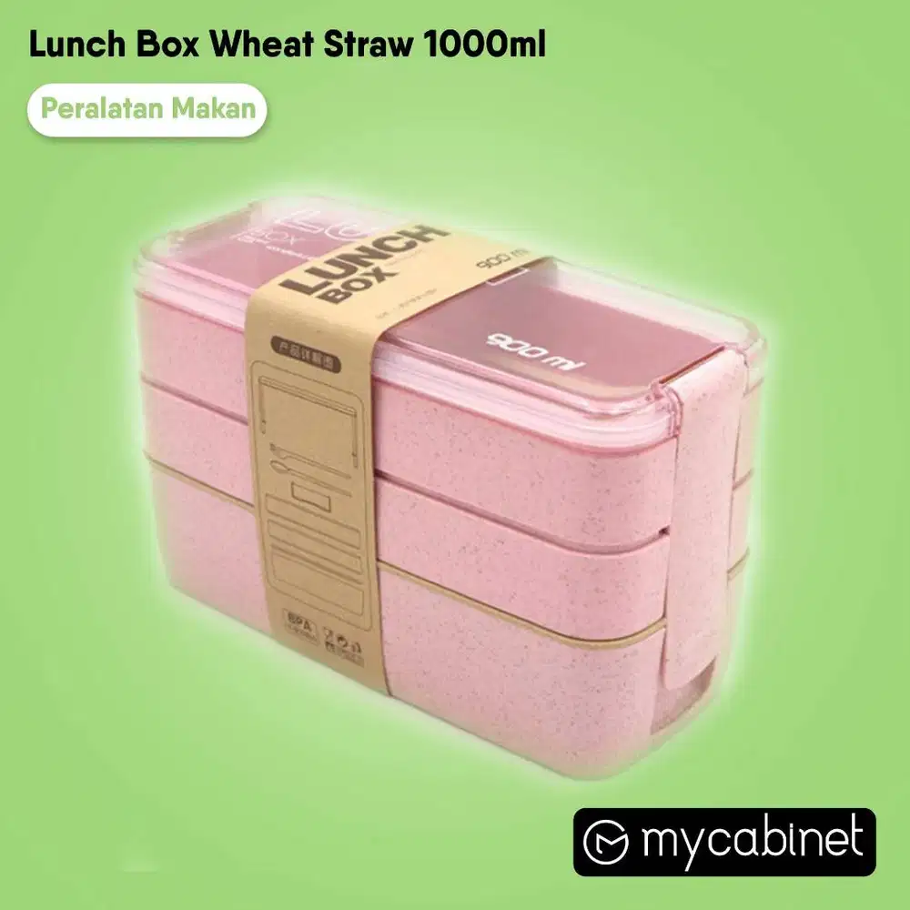 Kotak Makan Set Wheat Straw 900ml 3 Susun BPA Free Murah Berkualitas