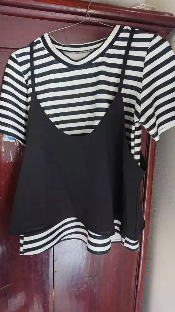 Kaos garis + tantop luaran