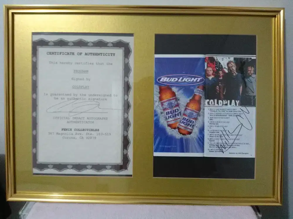 COLDPLAY Genuine Autograph tanda tangan asli