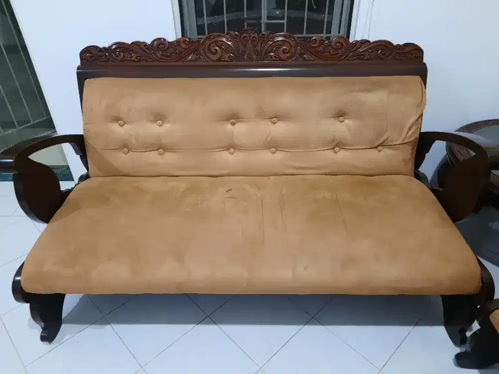 1 Set Sofa Kursi Meja Kayu Jati Ukir