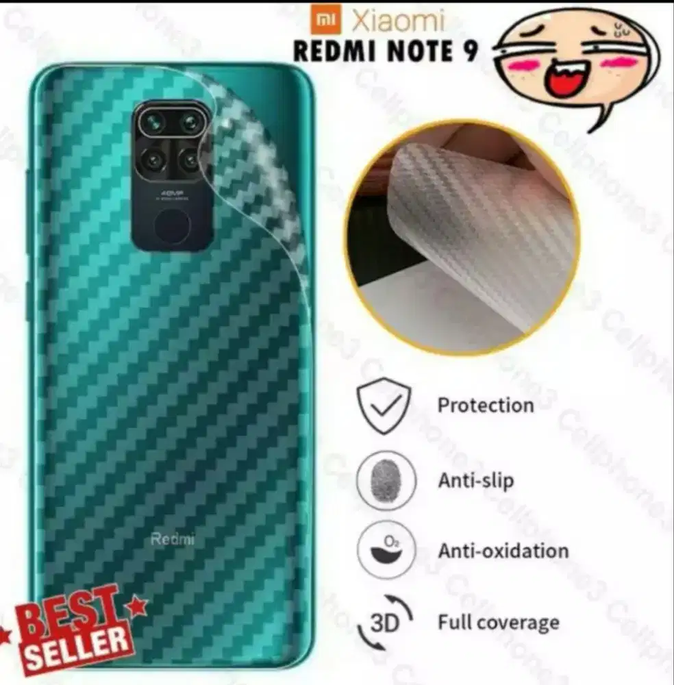 Garskin Carbon REDMI NOTE 9 motif garis2  New