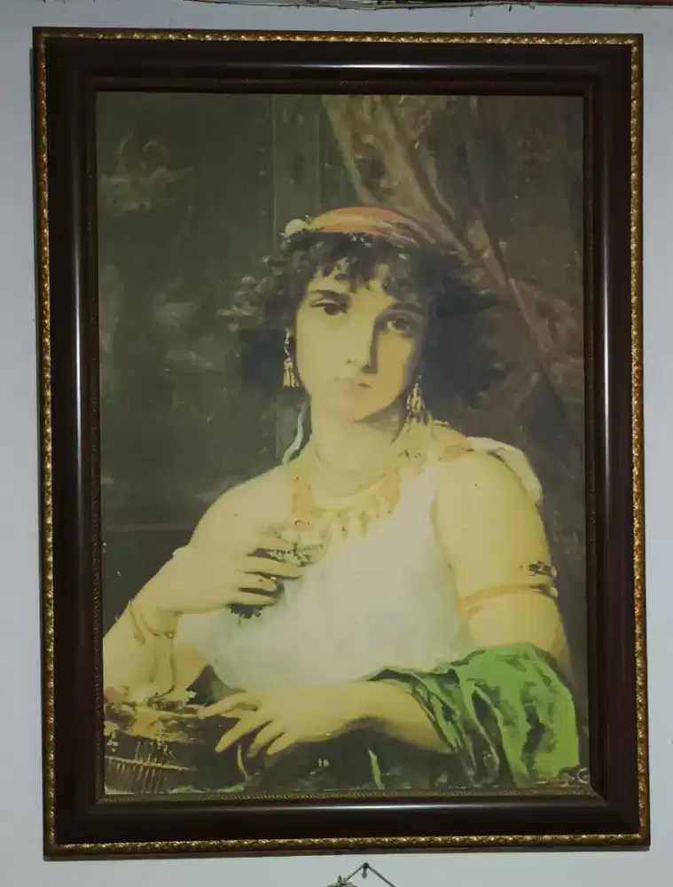 Lukisan vintage wanita eropa uk L74 T 100