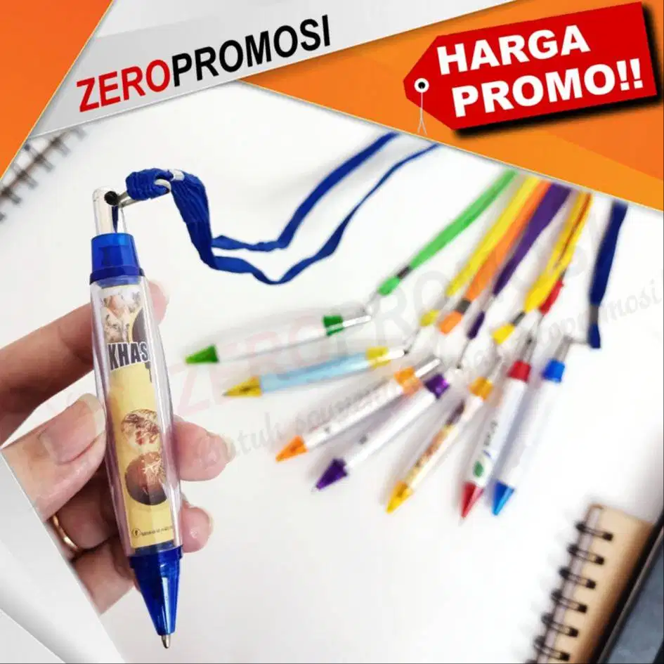 Souvenir Pulpen Insert Sticker Pen Cabe Tali Promosi