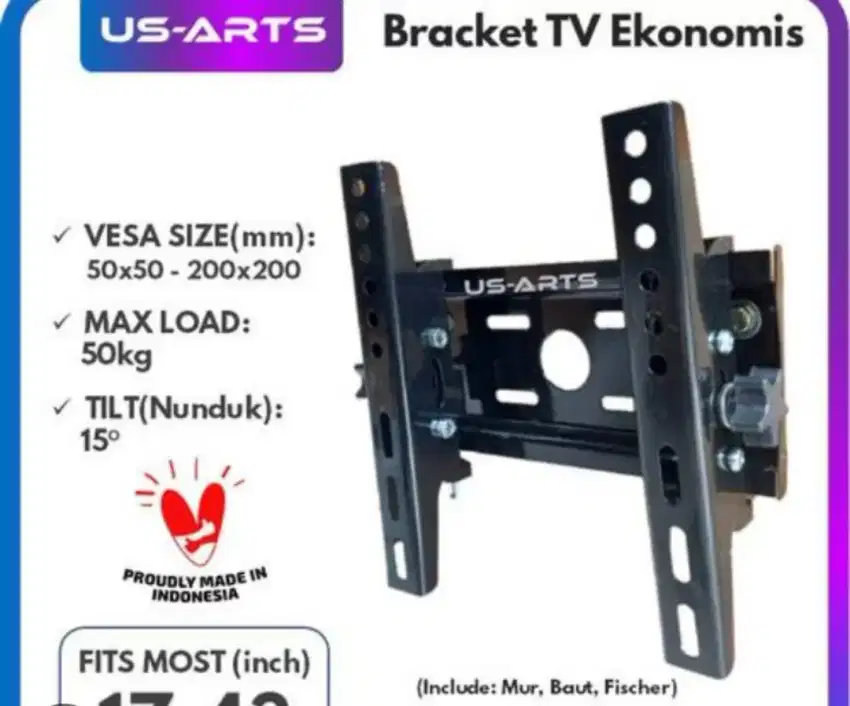 Bracket tv plus pasang 32 inch