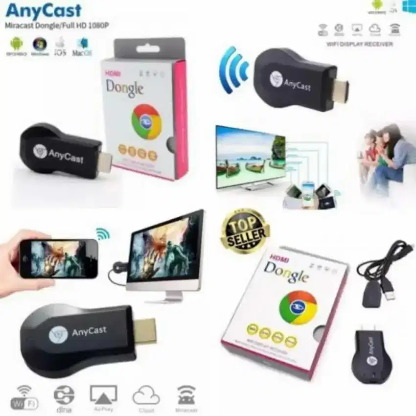 Dongle AnyCast HDMI to Wireless Alat Penampil Layar Hp ke Tv
