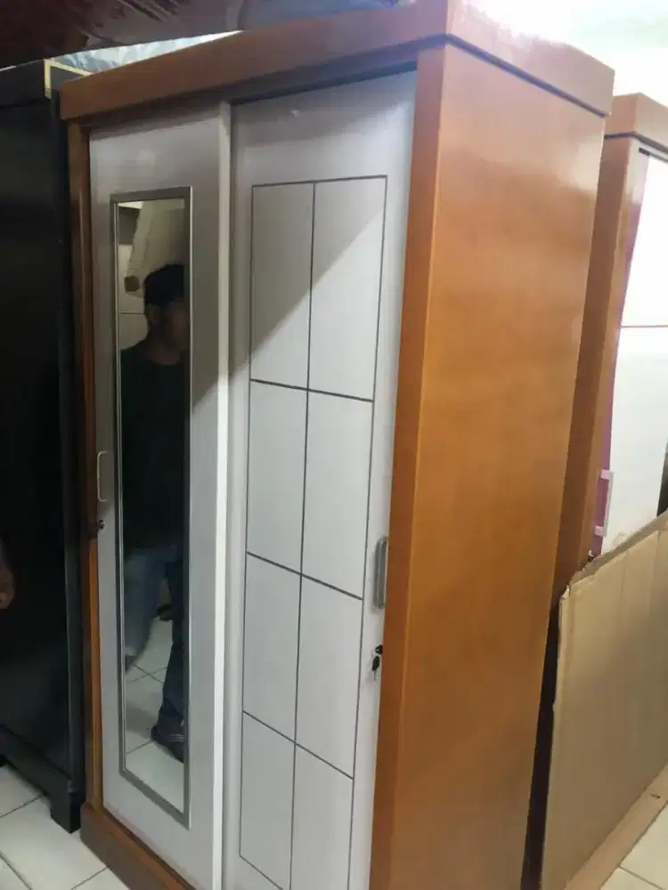 Lemari Pakaian 2 Pintu Sliding/ Lemari Baju 2 Pintu Sliding Plywood 47