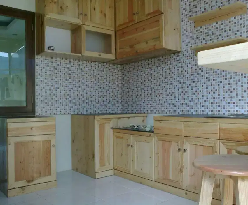 Kitchen set solid Pine wood/ Kitchen set Pinus Jati Belanda