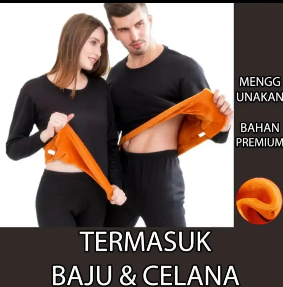 Long John pakaian dalam musim dingin 1set baju & celana