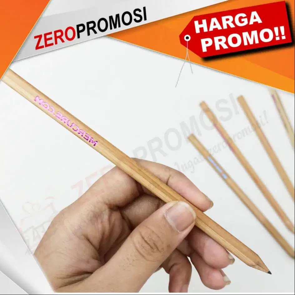 Souvenir Pensil Hotel Kayu Segitiga HB Natural Custom Logo