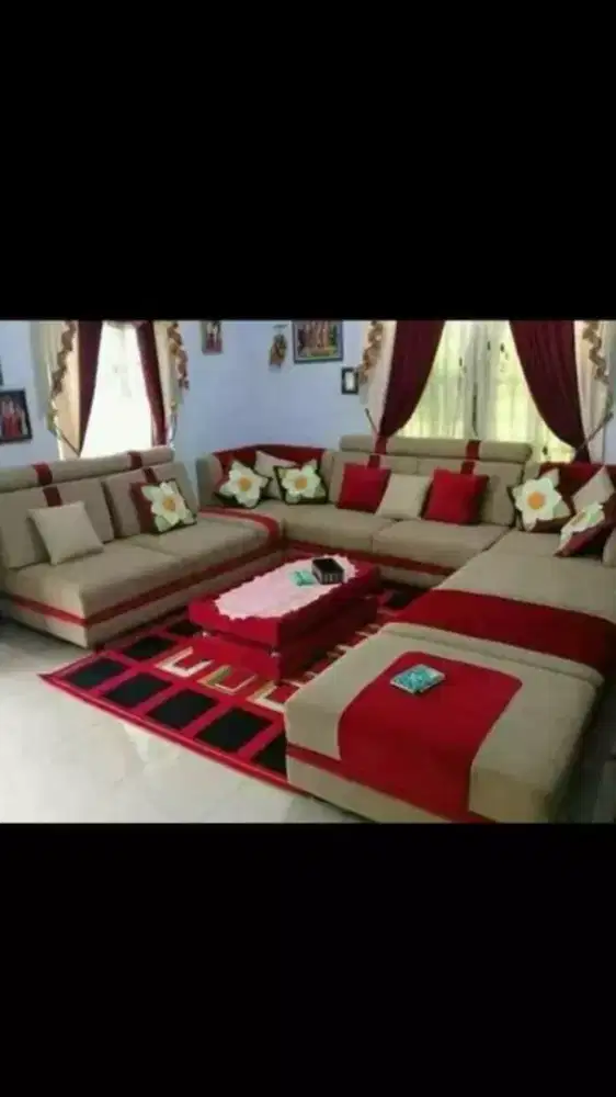 Sofa Sudut/Selonjor Leter U + Meja