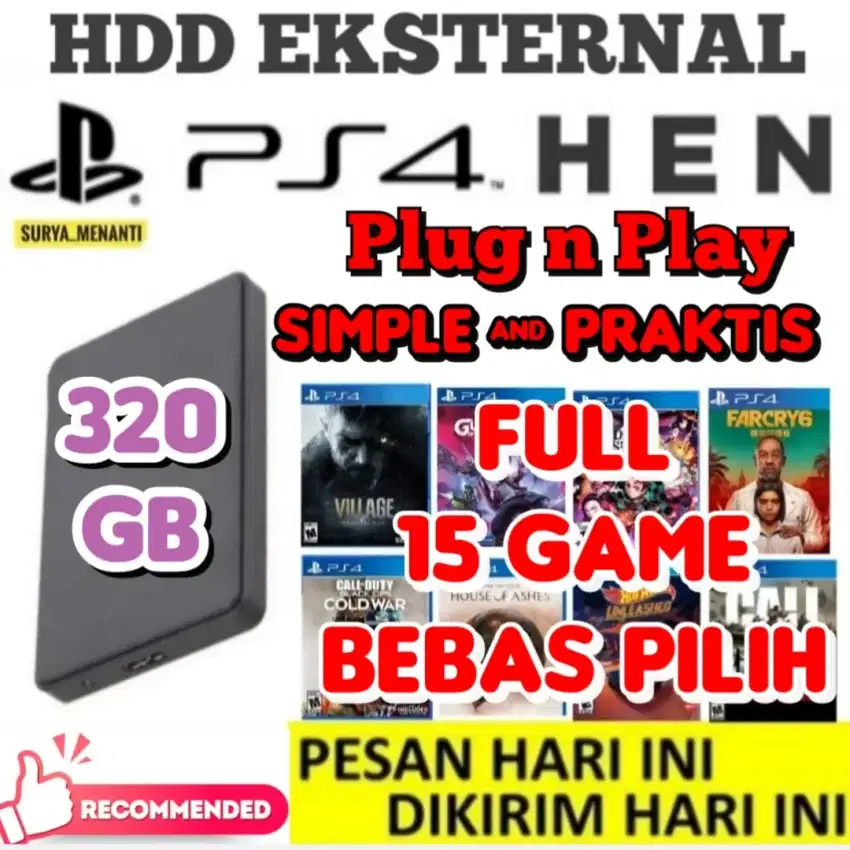 HDD PS4 320GB FULL GAME Harga Murah Meriah Terjangkau SIAP DIKIRIM