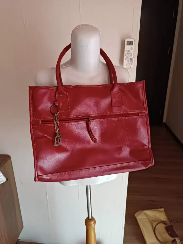 Tas Kerja Wanita Merah Persegi Panjang Kolpri