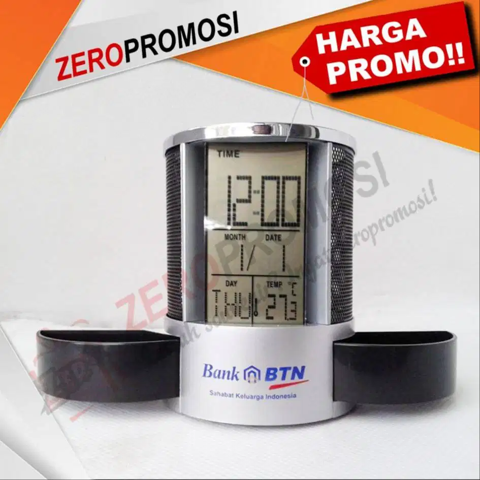 Jam Meja Promosi - Pen Holder & Desk Clock JHL 2668