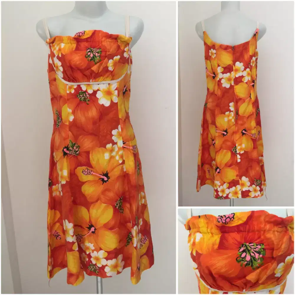 Preloved dress floral bali oranye