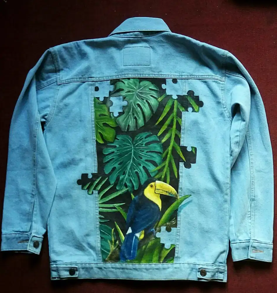 jaket jeans denim lukis kustom