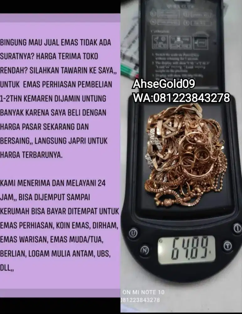 Dibeli/Ditampung Banyak/Terima Jual Emas/Antam/Berlian/Tanpa Surat/Cod