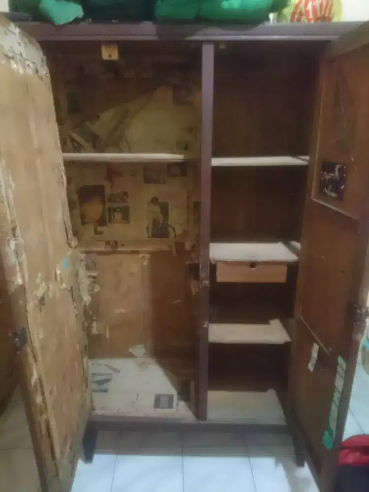 Lemari kayu jati tua lemari kuno 2 pintu BONUS lemari kecil