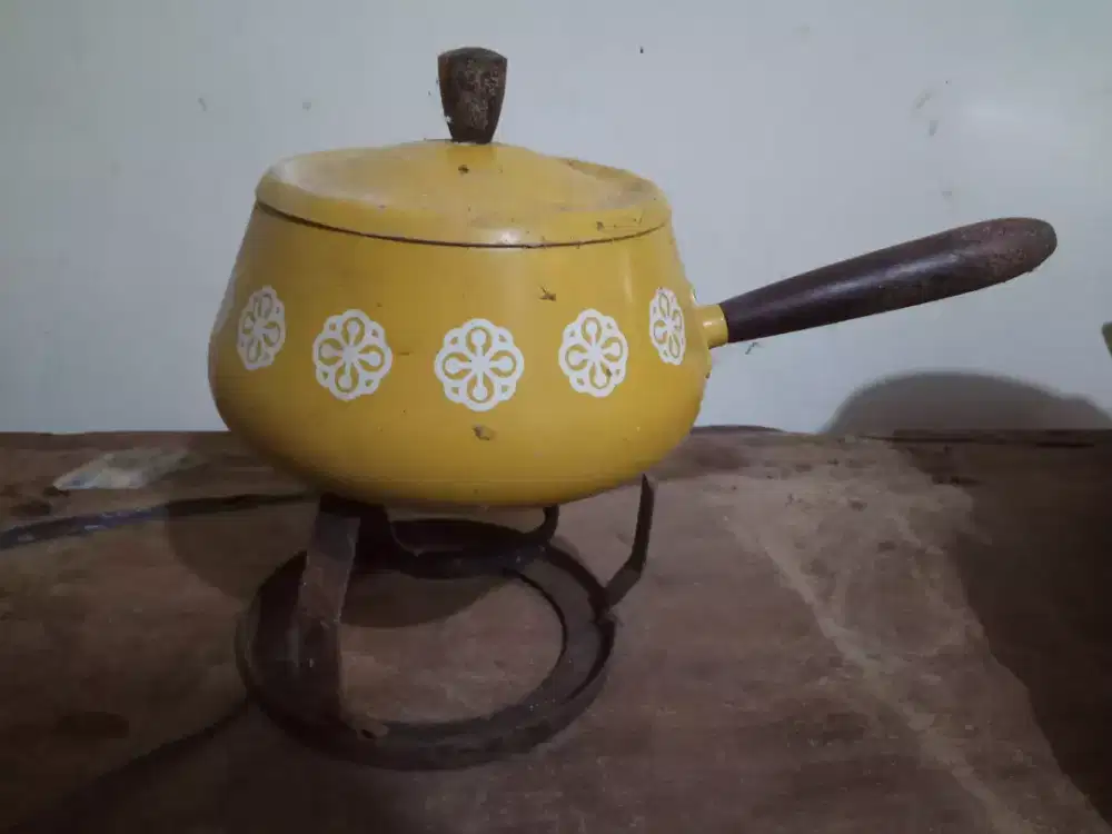 Panci cantik warna kuning motif bunga, stainless steel Dari Japan