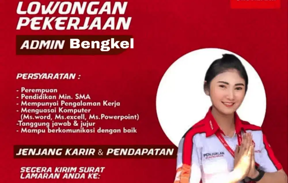 Lowongan admin bengkel / Administrasi bengkel mobil