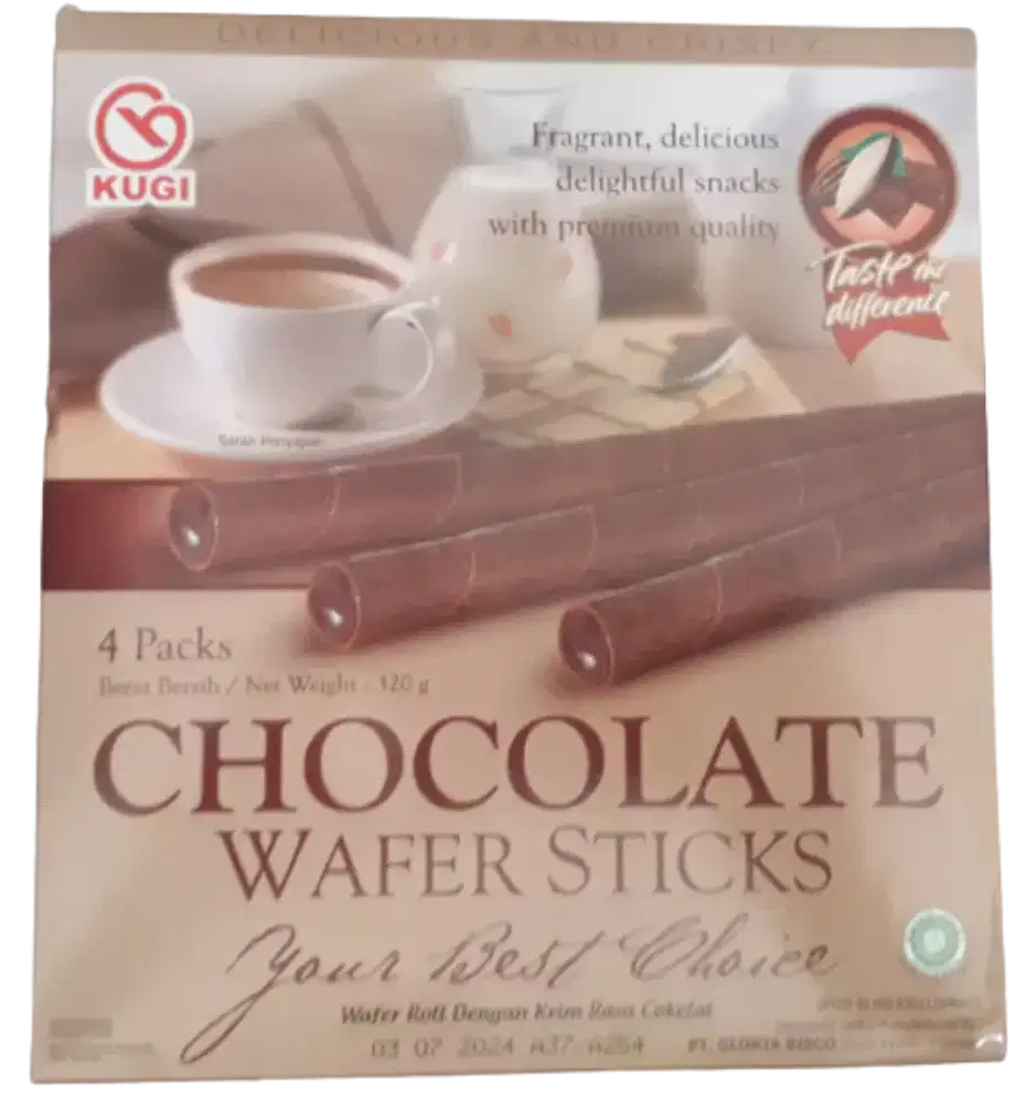 chocolate wafer sticks 320 gr isi 4 packs Rp 24.000