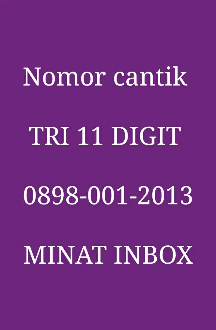 Nomor TRI Cantik 11 digit