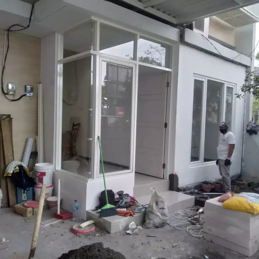 Aluminium+kaca jendela kusen pintu