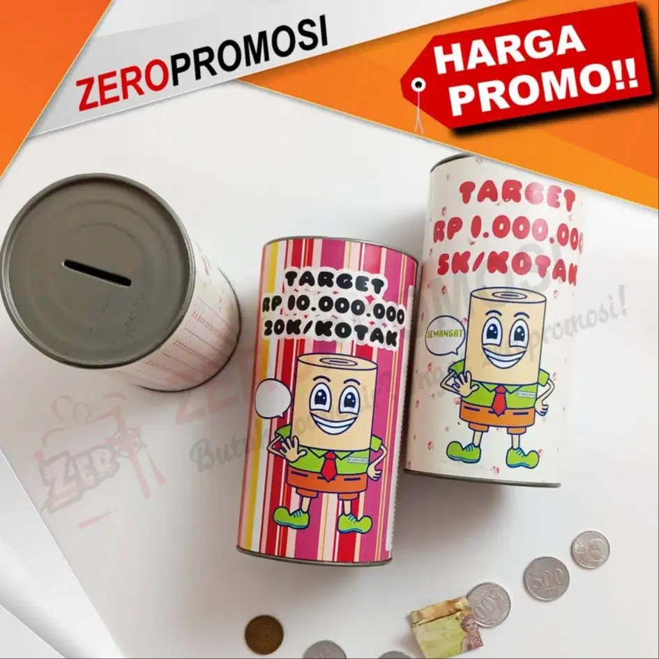 Barang promosi celengan kaleng custom