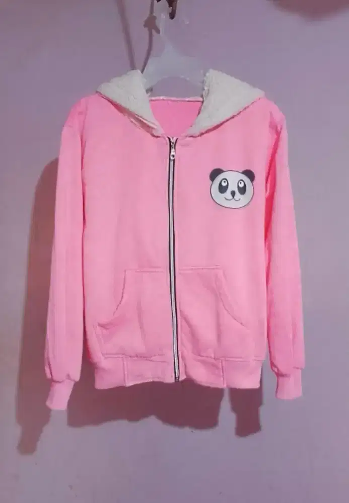 Sweater Hoodie Remaja / Wanita Pink Panda !