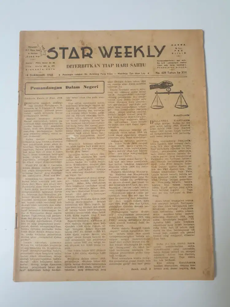 Koran STAR WEEKLY tahun 1958