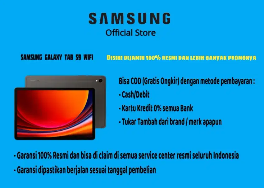 Promo Samsung Tab S9 Wifi 128GB Cash,Tukar Tambah dan Cicilan 0%