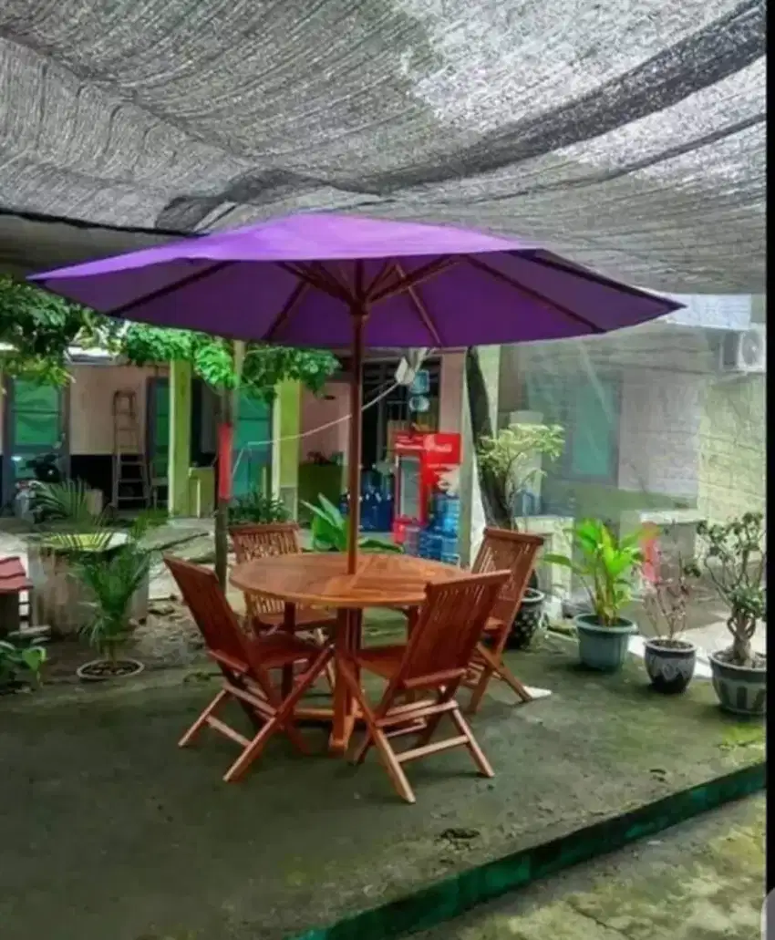 Meja cafe outdoor,meja payung jati,meja taman,kursi jati,kursi cafe