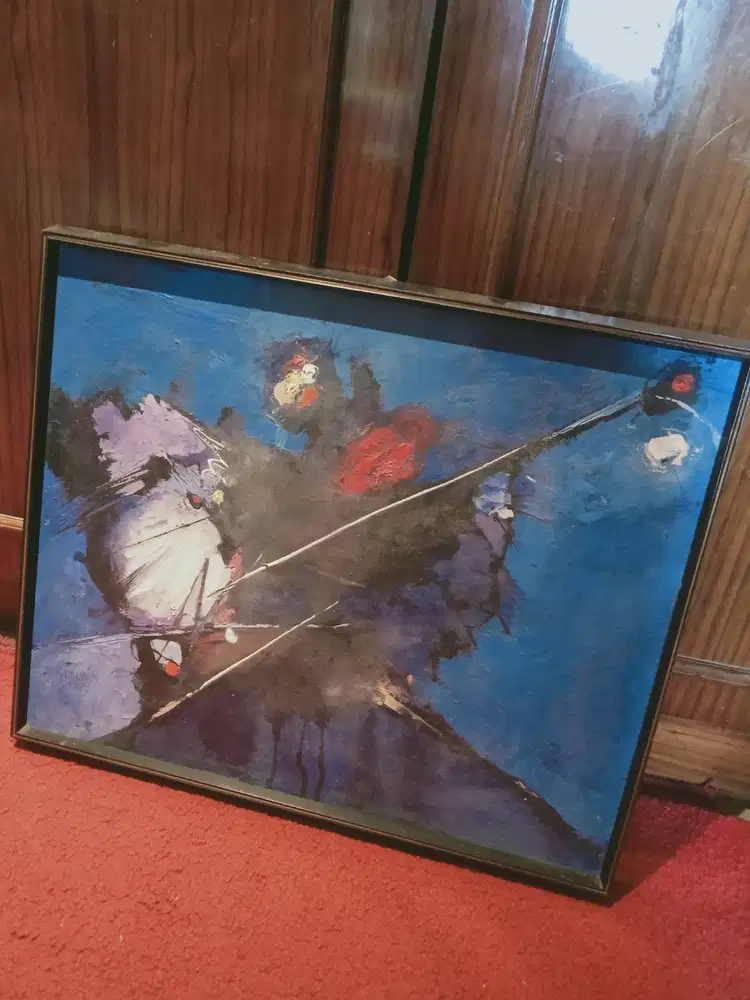 lukisan Yuhana judul acrylic on blue