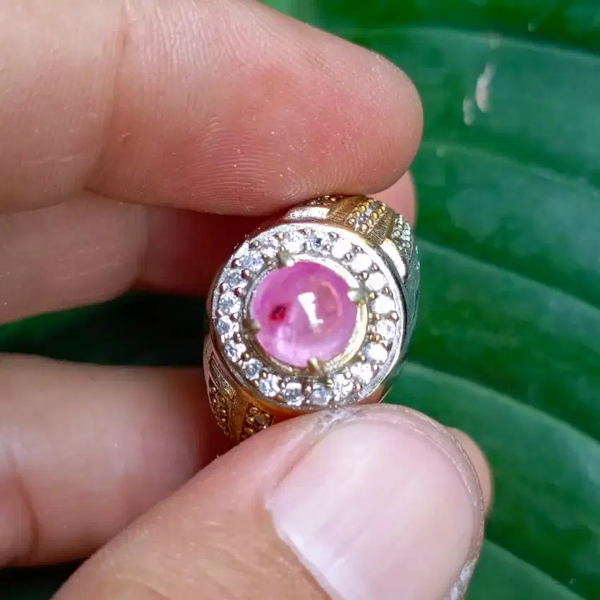 Cincin Batu Permata Natural STAR RUBY Burma NH + Memo (2,38ct)