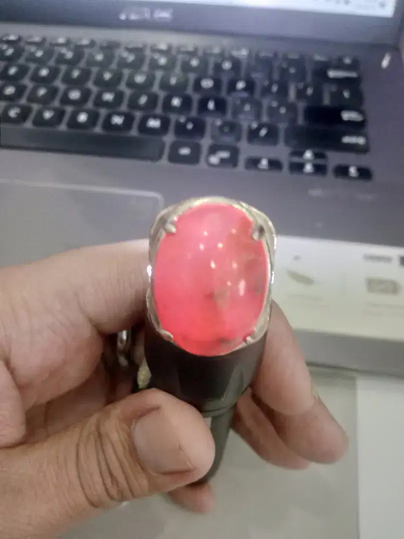 Red Borneo Jumbo Kristal Ring Perak.