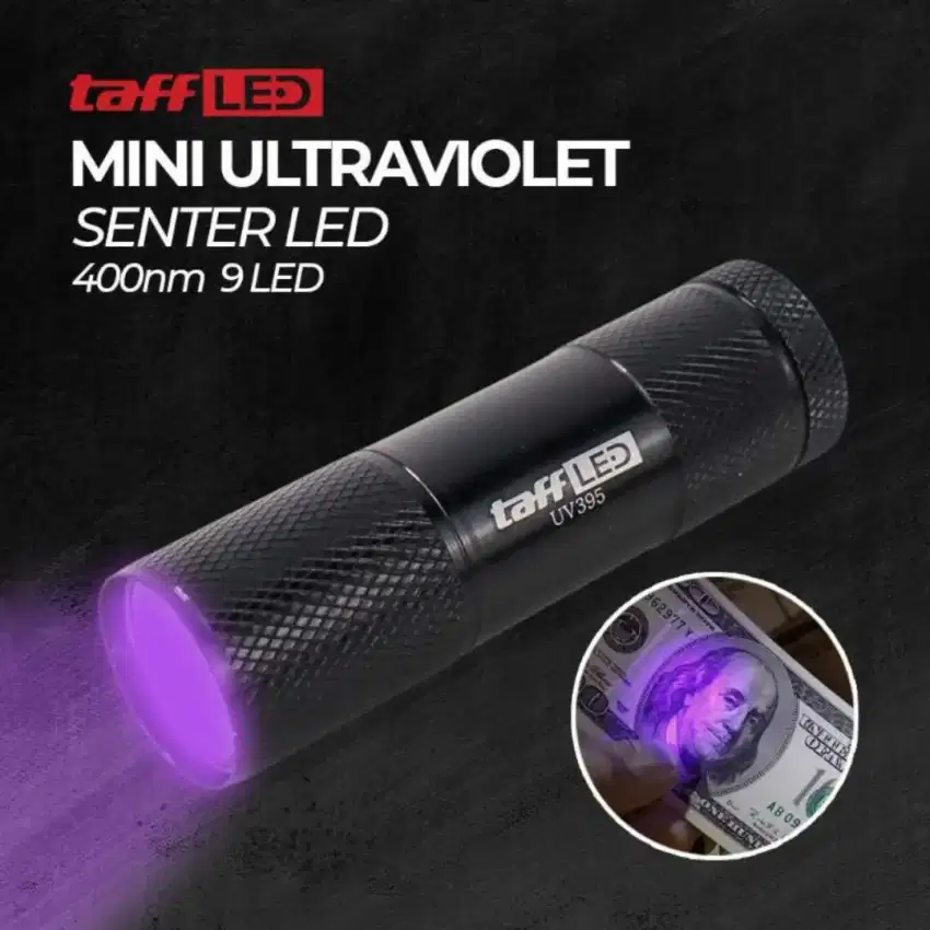 TaffLED Senter LED Mini Ultraviolet UV 400nm 9 LED - UV-395