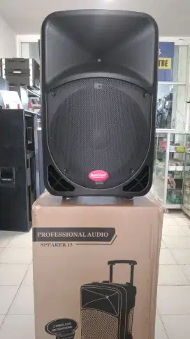 Speaker Portabel Baretone 15 in free Mic Wireless 1 Pasang + Stand