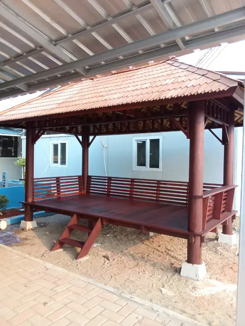 Gazebo kayu kelapa berbagai ukuran