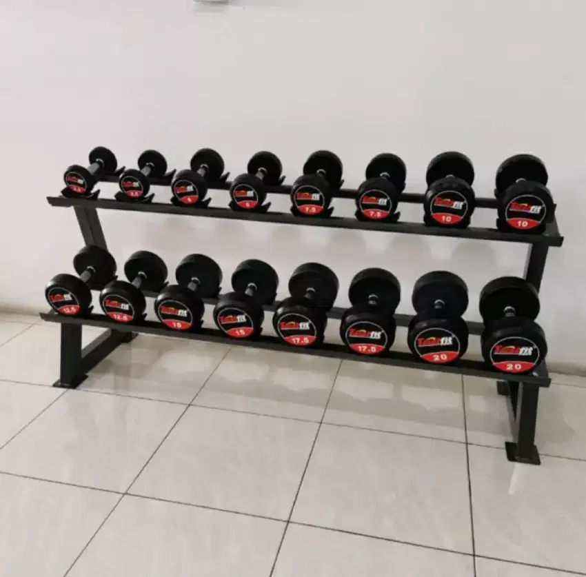 Alat fitnes dumble set rack lengkap